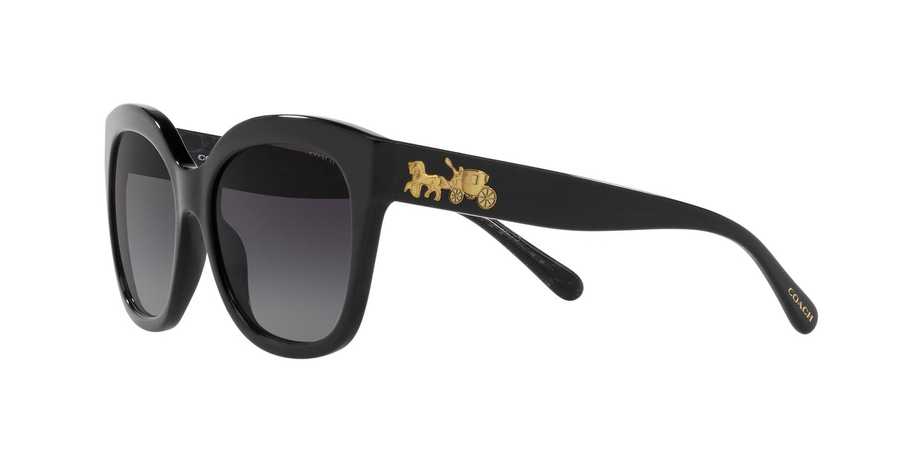Coach HC8264 Sunglasses, Black/Grey Gradient Polarized, 56 mm