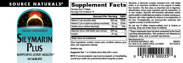 Source Naturals Silymarin Plus, Supports Liver Health* - 30 Tablets