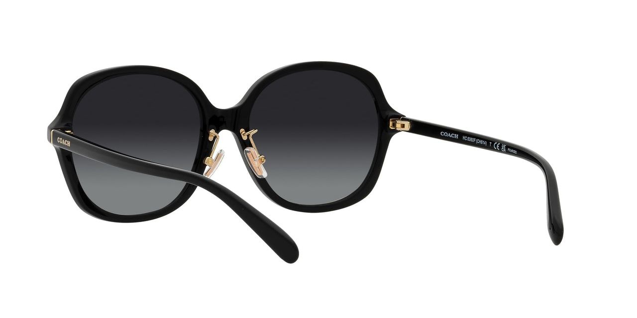 Coach HC8360F Low Bridge Fit Sunglasses, Black/Grey Gradient Polarized, 58 mm