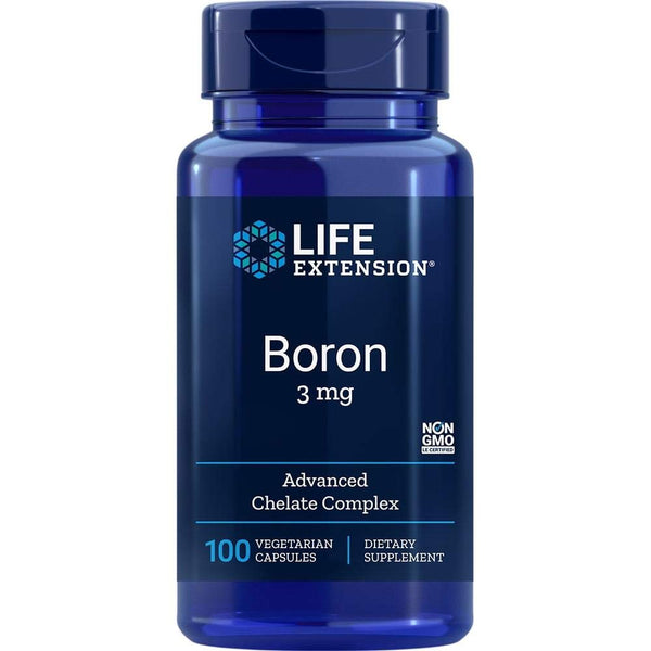 Life Extension Boron 3 mg, Vitamin B2, Supports Healthy Bones, Optimal Bone Metabolism, Immune Function, Nervous System Health, Gluten Free, Non-GMO, Vegetarian, 100 Capsules