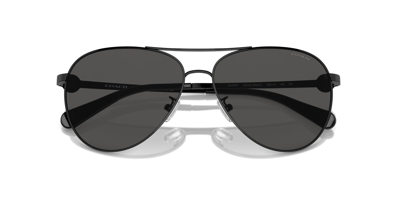 COACH Sunglasses HC 7128 934487 Shiny Black/Grey Solid Polyamide Standard