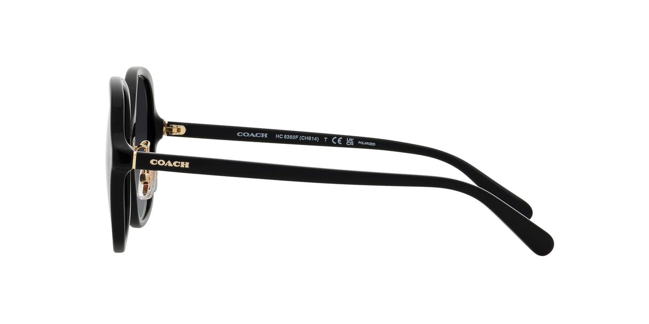COACH HC8360F Low Bridge Fit Sunglasses, Black/Grey Gradient Polarized, 58 mm