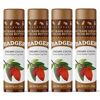 Thumbnail for Badger Creamy Cocoa Cocoa Butter Lip Balm, Long Lasting Hydrating Lip Moisturizer, Fair Trade, Large Size Stick, 100% Organic Lip Care, 4-pack