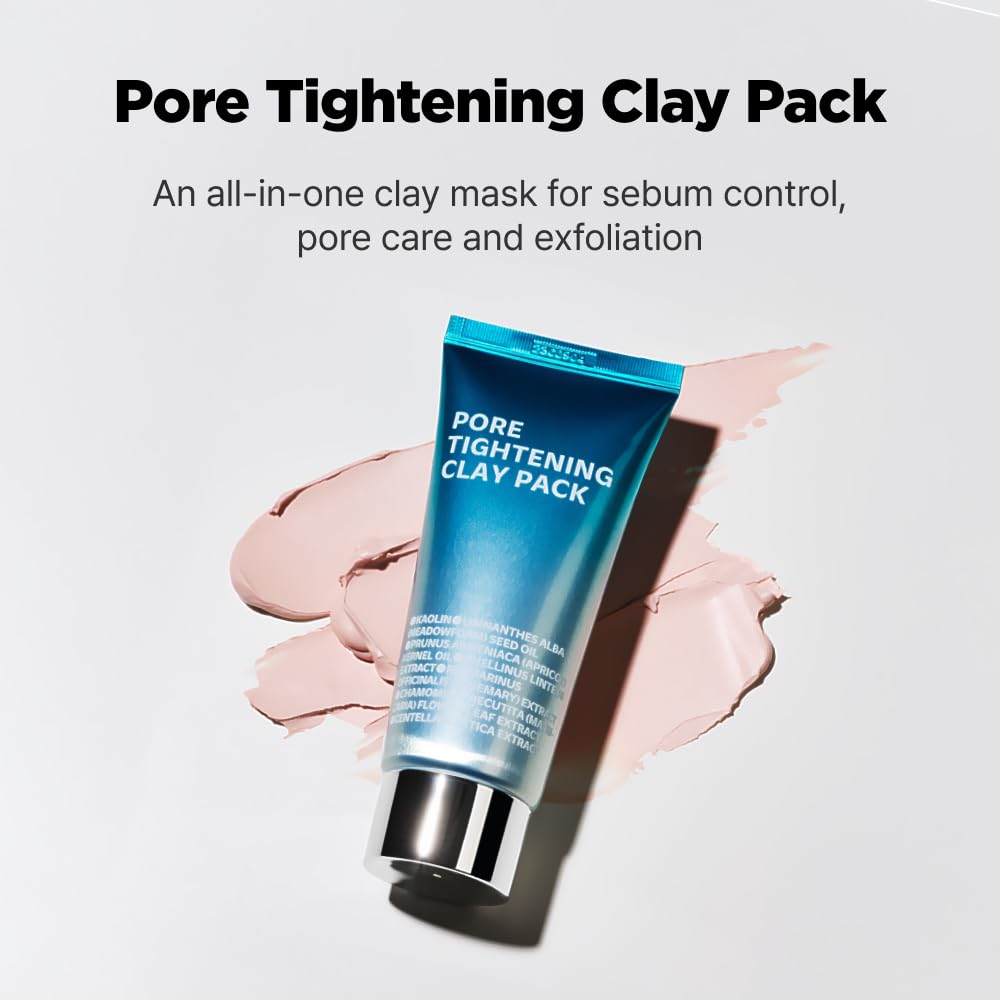 ISOI Pore Tightening Clay Mask for Face, Natural Kaolin & Plant-Based Formula for Tightening, Lifting, Exfoliating & Sebum Control, Moisture-Balancing, Korean Clay Mask for Pores (3.38 fl. oz, 100ml)