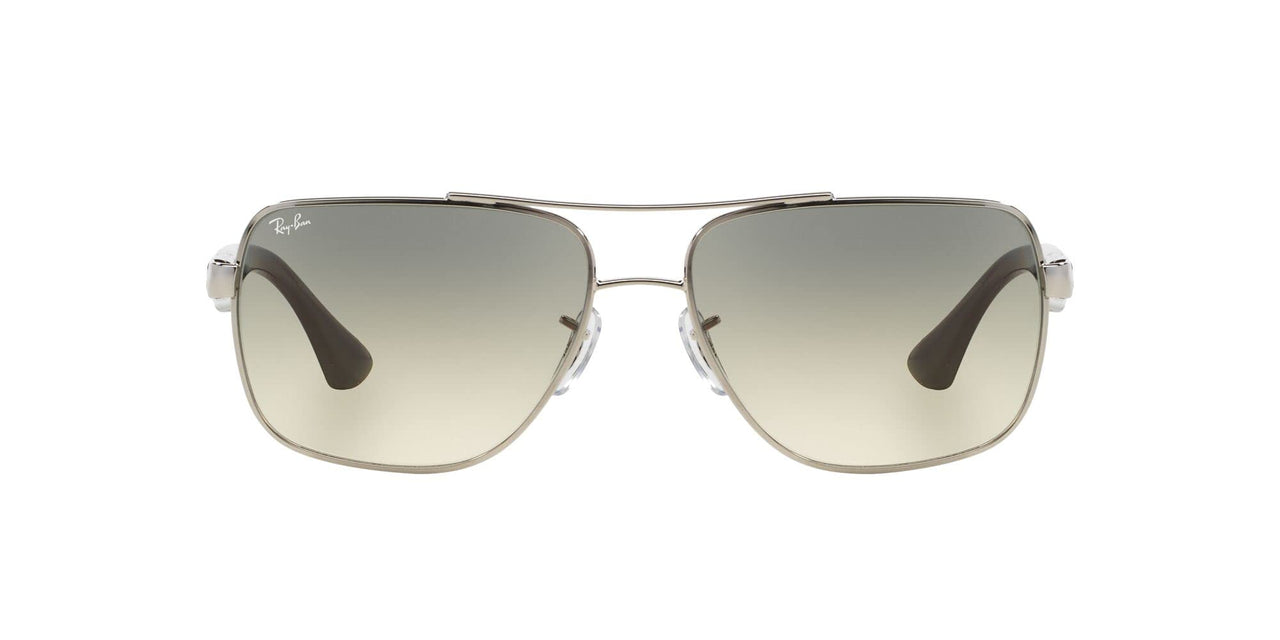 Ray-Ban Men's RB3483 Metal Square Sunglasses, Silver/Grey Gradient, 60 mm