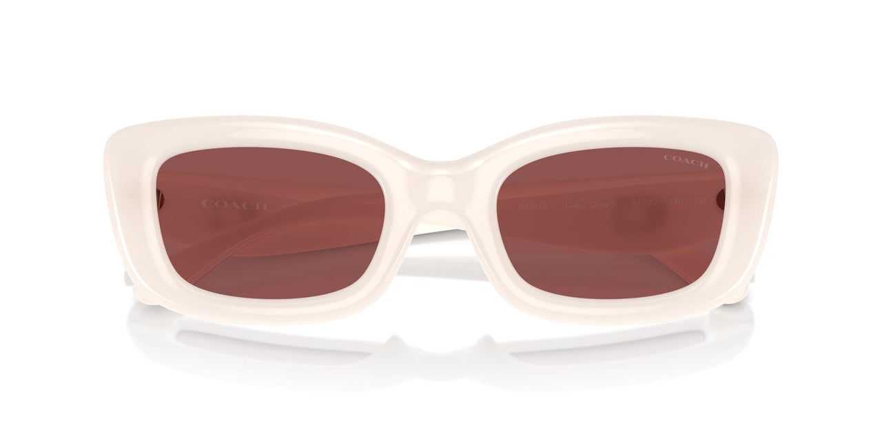 COACH Women's HC8390U Sculpted C Hardware Universal Fit Rectangular Sunglasses, Milky Cloud/Wine Solid, 51 mm