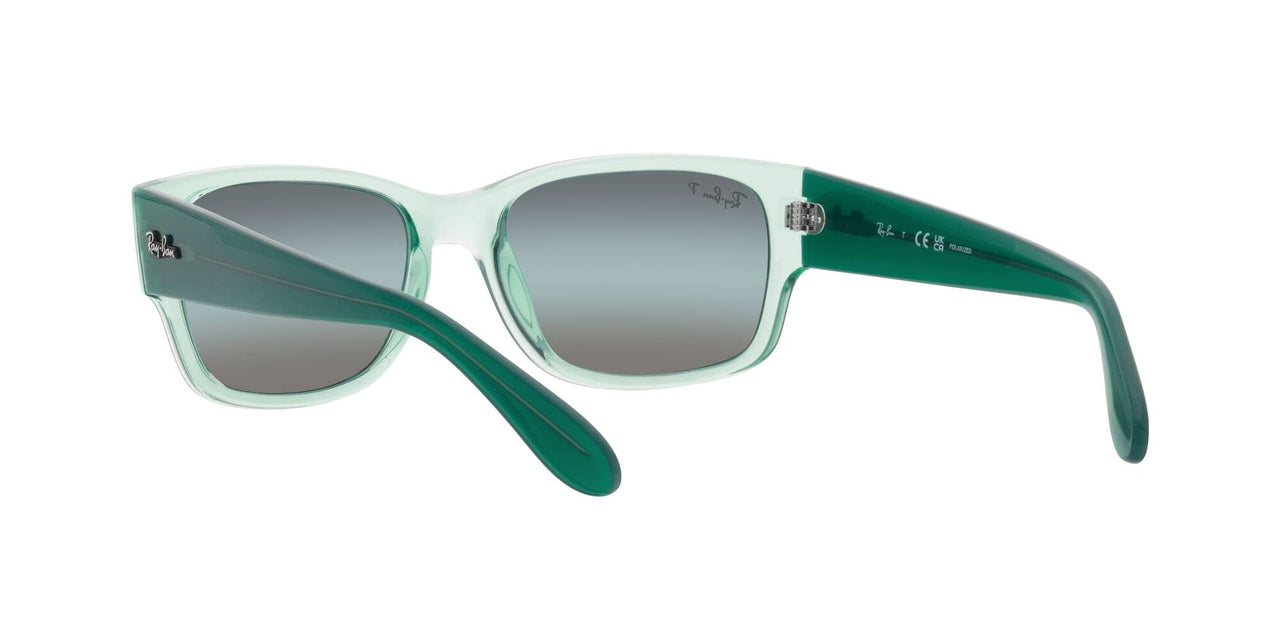 Ray-Ban Unisex RB4388 Square Sunglasses, Transparent Green/Blue Polarized, 58 mm