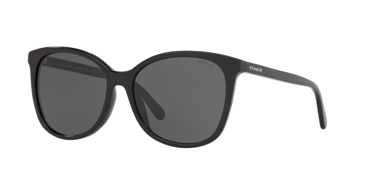 Coach HC8271U Universal Fit Sunglasses, Black/Dark Grey, 57 mm