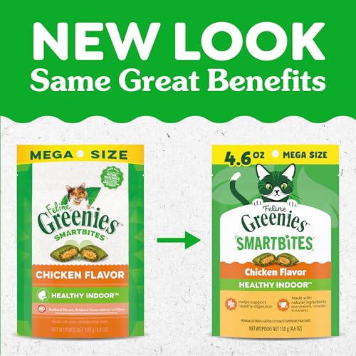 Greenies Feline Smartbites, Cat Treats Healthy Recipe, Indoor Cat Treats, Chicken Flavor, 4.6 oz. Pack