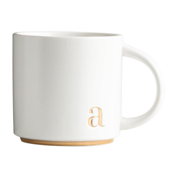 COLLECTIVE HOME - Monogram Ceramic Mugs, 15 oz Golden Initial Coffee Cups, Elegant Alphabet Tea Mugs, Elegant Personalized Mug with Gift Box, Luxurious Cups for Office and Home (a)