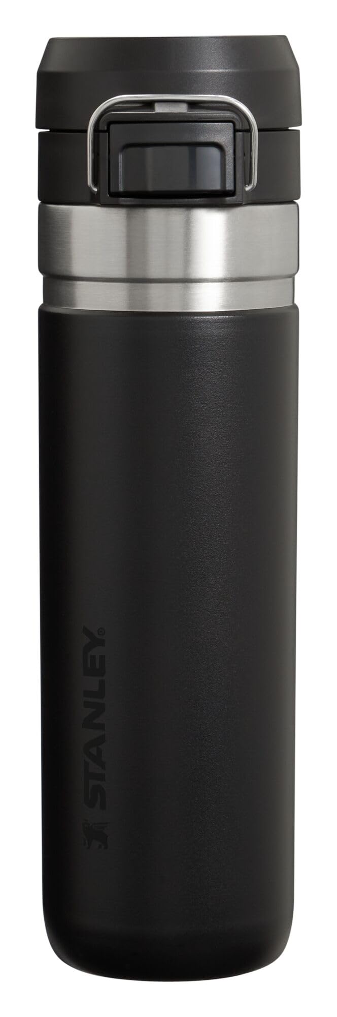 Stanley Quick Flip GO Water Bottle 24 oz | Push Button Lid | Leakproof and Packable for Travel and Sports | Insulated Stainless Steel | BPA-Free | Black 2.0