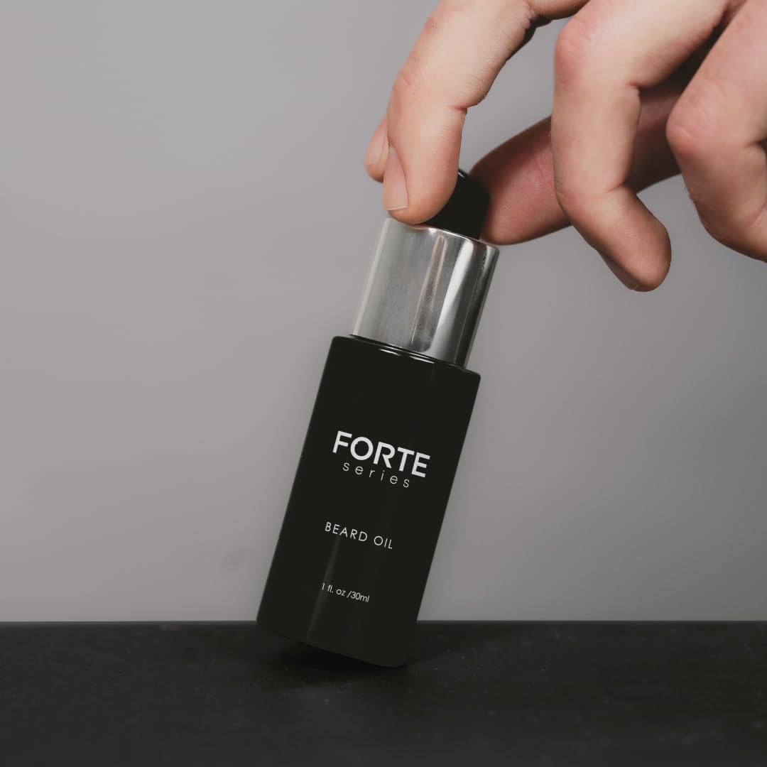 Forte Series Premium Beard Oil with Hydrating Oils and Vitamin E for Soft, Healthy Facial Hair, Black