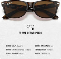 Thumbnail for Ray-Ban RB2132 NEW WAYFARER CLASSIC POLARIZED Square Shaped Sunglasses for Men & Women – Includes Official Rayban Eyewear Kit – Ideal Formal & Casual Wear Sunglasses – B-15 Brown Lens