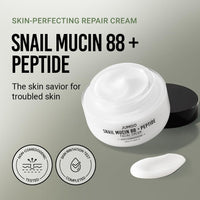 Thumbnail for JUMISO Snail Mucin 88 Peptide Cream - Korean Face Moisturizer 5-Peptide Complex Collagen Boost Hyaluronic Acid Niacinamide Damaged Skin Repair - Sensitive Skin Non-Comedogenic 3.38 oz.