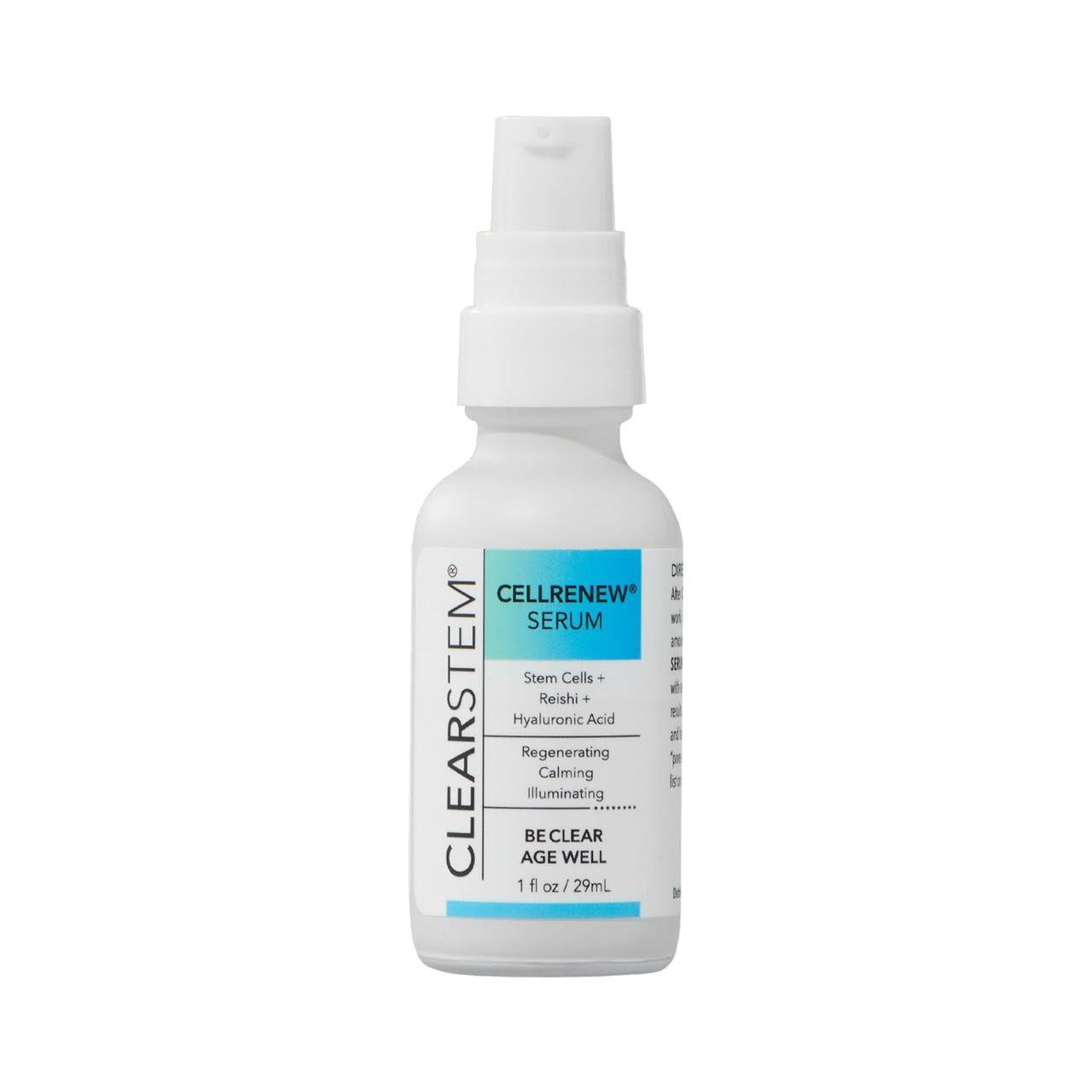 CLEARSTEM - CELLRENEW - Collagen Stem Cell Serum - Acne + Youthful Skin Face Serum - Hyaluronic Acid, Reishi, Aloe Vera - Facial Skin Care Products - Vegan, Gluten Free, Cruelty Free - 1 fl oz / 29ml