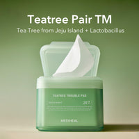 Thumbnail for (Only Refill) Mediheal Teatree Trouble Pad (100 Pads) - Cotton Facial Toner Pads for Calm Sensitive & Acne Prone Skin - Vegan Gauze Pad