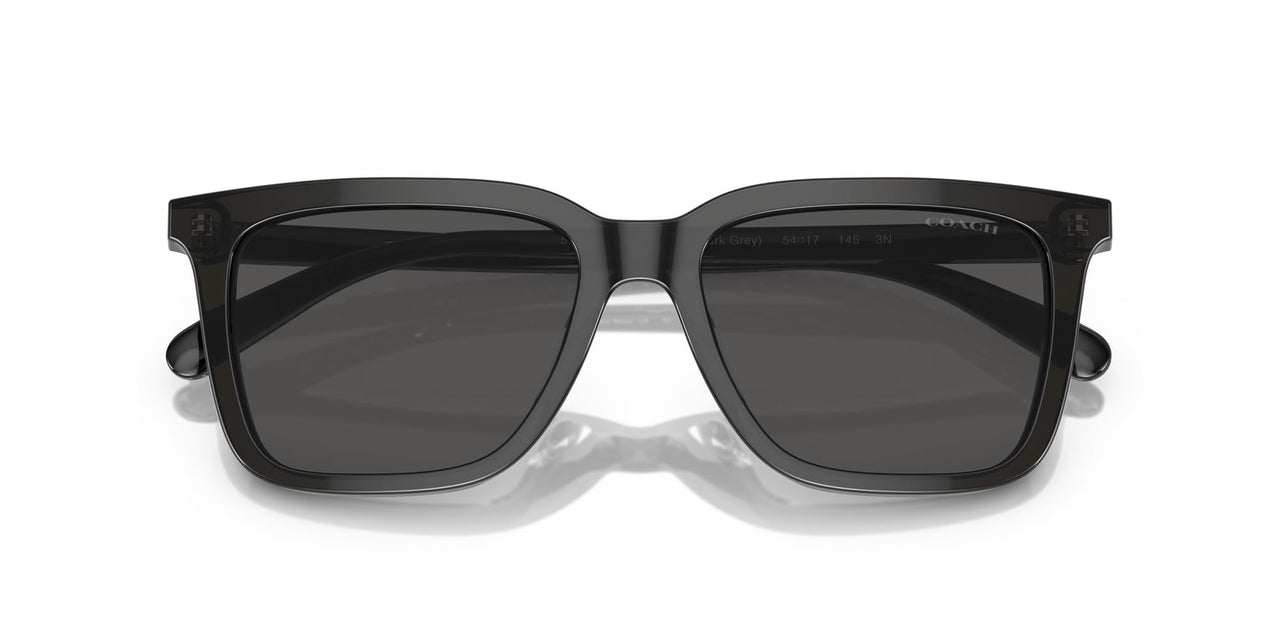 Coach HC8385U Universal Fit Sunglasses, Transparent Dark Grey/Grey Solid, 54 mm