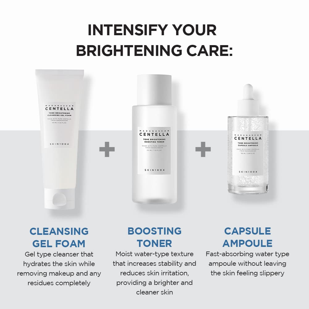 SKIN1004 Tone Glowing Cleansing Gel Foam, 125ml, Makeup Remover & Face Cleanser with Madagascar Centella Asiatica & MadeWhite, Korean Hydrating Gel Facial Cleanser, Korean Skincare