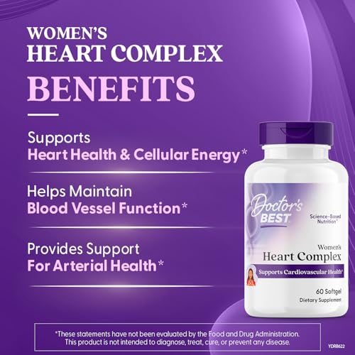 Doctors Best Womens Heart Complex with K2 + CoQ10, Supports Cardiovascular Health, Non-GMO, Gluten Free, Soy Free 60 Softgels