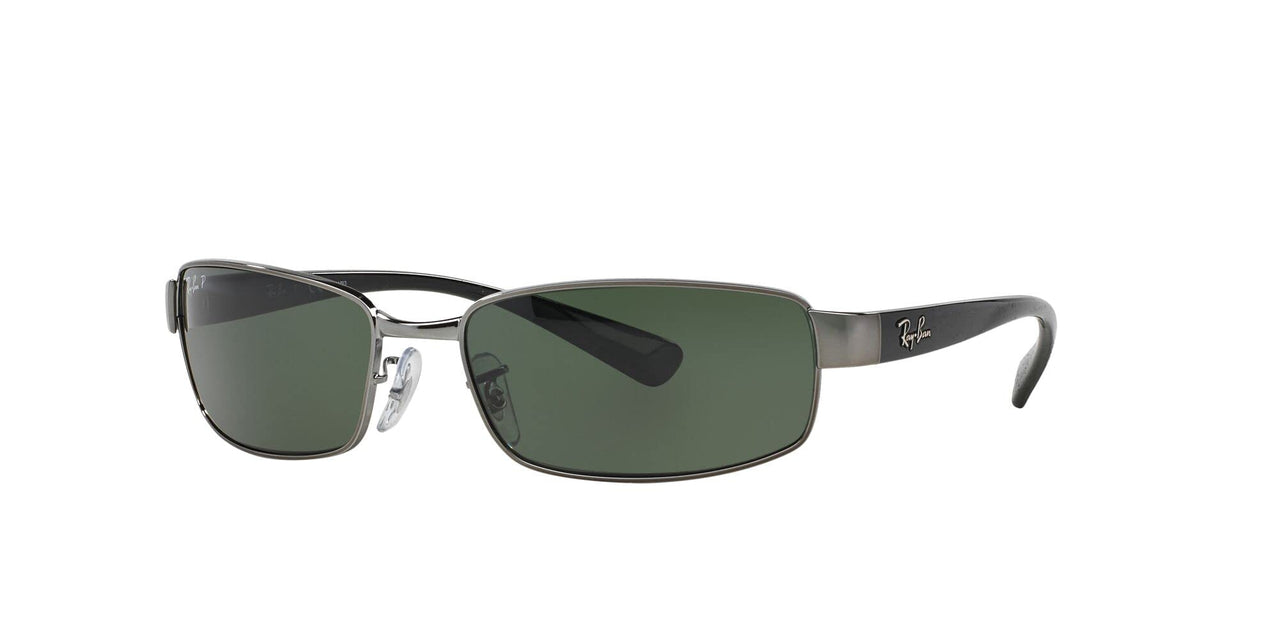 Ray-Ban RB3364 Metal Rectangular Sunglasses, Gunmetal/Polarized Green, 62 mm
