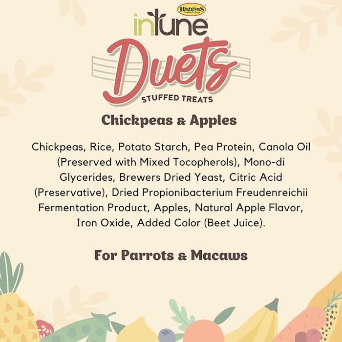 Higgins, Intune Duets Chickpeas & Apples for Conures & Lovebirds, 3.04 Ounce