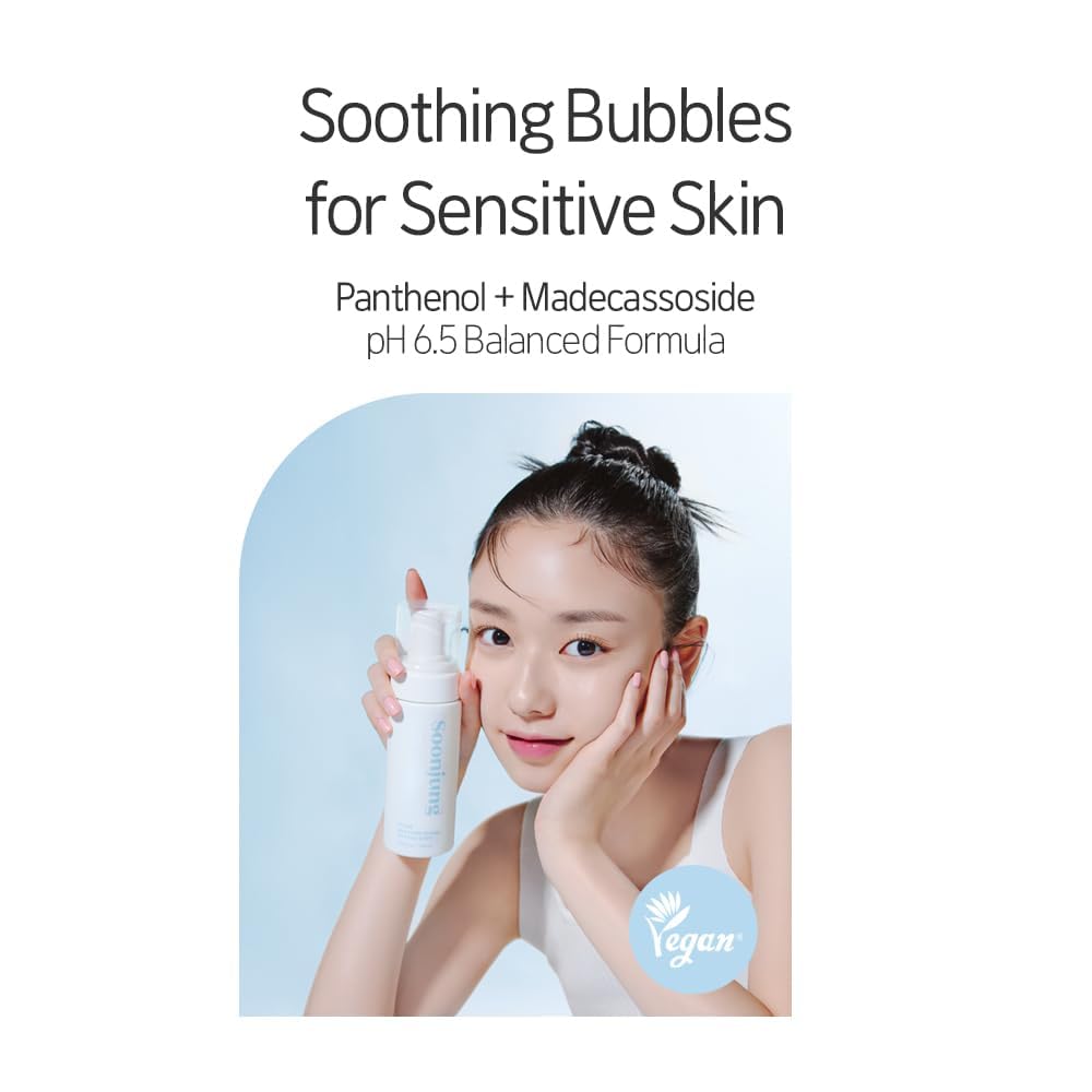 ETUDE pure calming cushion bubble Cleanser, Lightweight Hydrating Facial Wash for Sensitive & Acne-Prone Skin, Non-Comedogenic, Fragrance Free, Low pH Balanced, Korean Face Wash, 5.06 fl oz