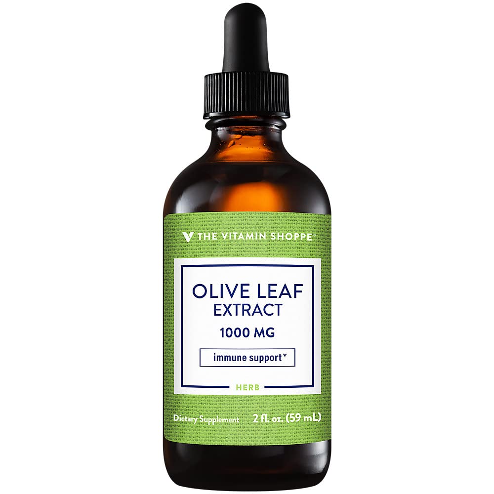 The Vitamin Shoppe Organic Olive Leaf Extract 1,000MG, Alcohol Free, Liquid Herbal Supplement That Supports a Healthy Immune System (2 Fluid Ounces Oil)