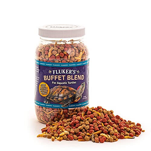 Fluker's Buffet Blend Aquatic Formula, Turtle Food with Freeze, Dried Shrimp, Mealworms, and Vitamin Enriched Pellets, 7.5 oz