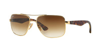 Thumbnail for Ray-Ban Men's RB3483 Metal Square Sunglasses, Gold/Brown Gradient, 60 mm