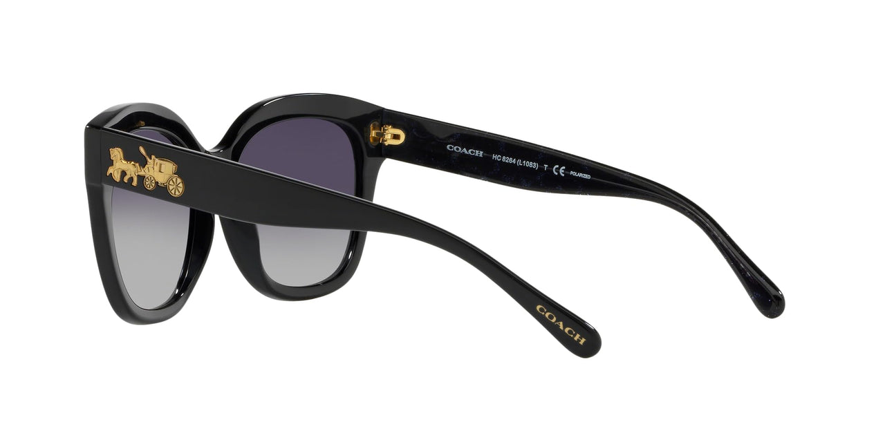 Coach HC8264 Sunglasses, Black/Grey Gradient Polarized, 56 mm