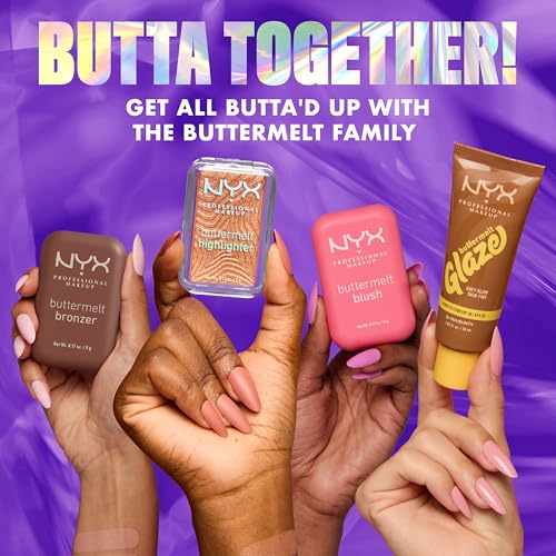 NYX PROFESSIONAL MAKEUP Buttermelt Highlighter, Powder Highlighter Makeup, With Up to 12H Wear and High Impact Glow - 35 Butta In Bronze (Bronzed Gold)