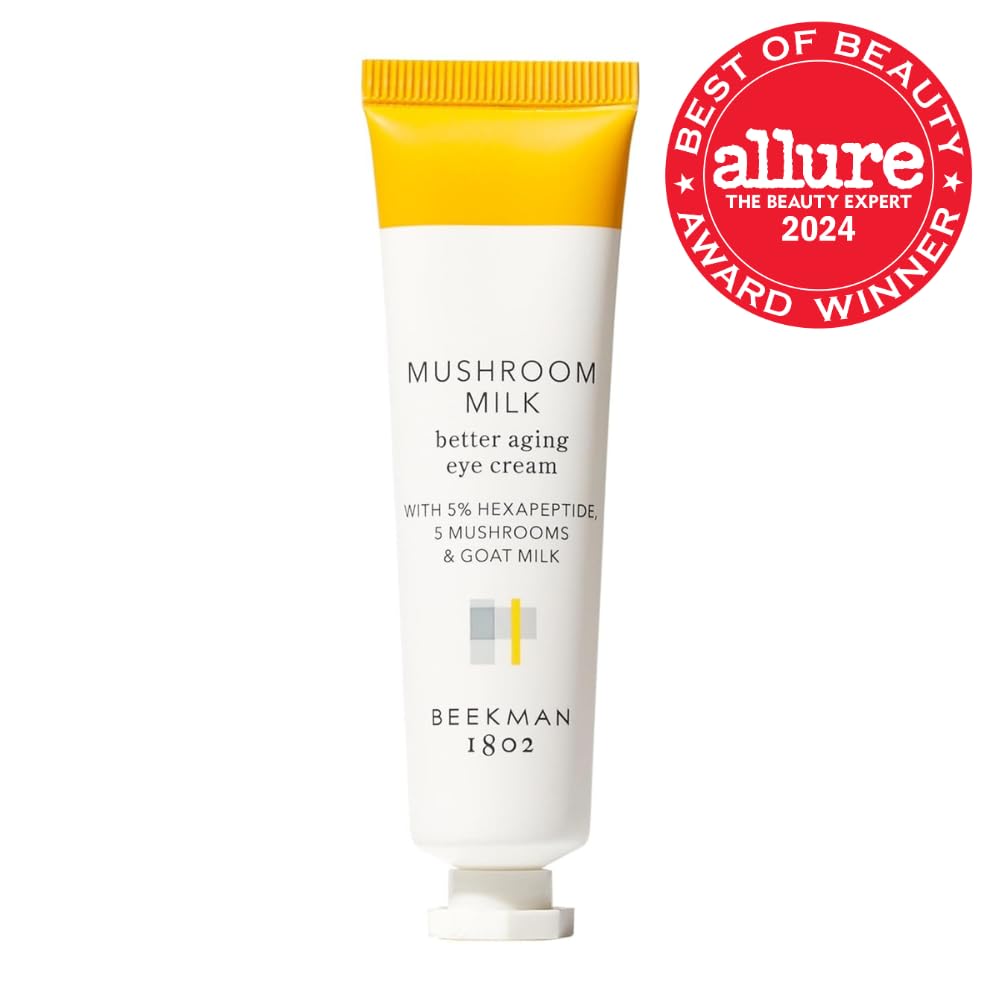 Beekman 1802 Mushroom Goat Milk Eye Cream - Clinically Proven Anti-Aging Eye Treatment for Dark Circles & Fine Lines - With Kojic Acid, Hexapeptide & Mushrooms - Fragrance-Free, Cruelty-Free