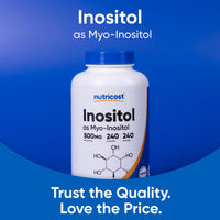 Thumbnail for Nutricost Inositol Capsules 500mg, 240 Capsules - Veggie Capsules, Non-GMO, Gluten Free (Myo-Inositol)