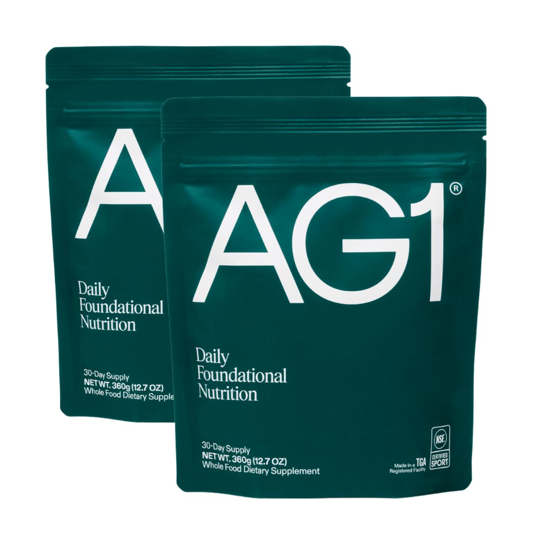 AG1 Greens Powder Supplement, Daily Multivitamin & Probiotic Blend, 2 Pack
