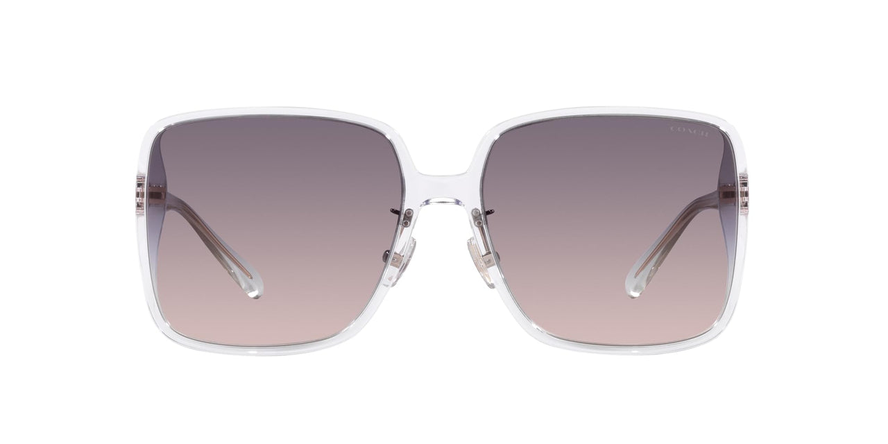 Coach HC8368D Sunglasses, Transparent Clear/Violet Pink Gradient, 61 mm
