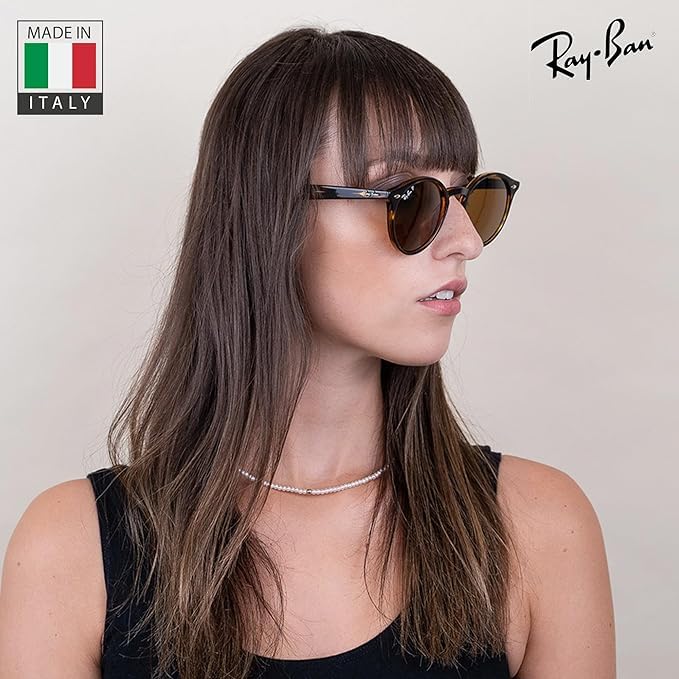 Ray-Ban RB2180 POLARIZED Round Shaped Sunglasses for Men & Women – Includes Official Rayban Eyewear Kit – Ideal Formal & Casual Wear Sunglasses – B-15 Brown Lens