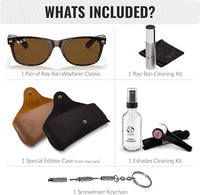 Thumbnail for Ray-Ban RB2132 NEW WAYFARER CLASSIC POLARIZED Square Shaped Sunglasses for Men & Women – Includes Official Rayban Eyewear Kit – Ideal Formal & Casual Wear Sunglasses – B-15 Brown Lens