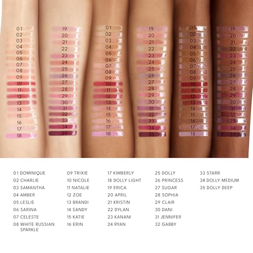 Buxom Full-On Tinted Lip Plumper Gloss, High-Shine Moisturizing Lip Gloss with Peptides and Vitamin E, Vegan Formula, AM Kelly (Bubble Gum Pink Sparkle)