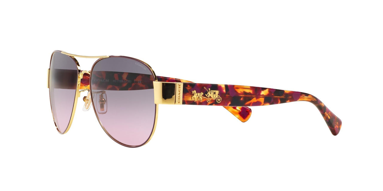 Coach HC7059 Sunglasses, Purple/Gold/Grey Purple Gradient, 58 mm