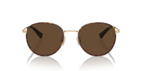 Thumbnail for COACH Men's HC7163 Round Sunglasses, Light Gold/Dark Tortoise/Brown Solid, 52 mm