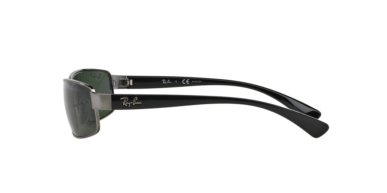 Ray-Ban RB3364 Metal Rectangular Sunglasses, Gunmetal/Polarized Green, 62 mm