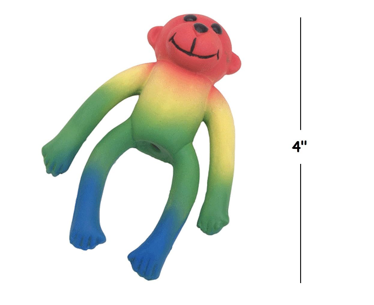 4 Inch Tiny Latex Dog Toy Cute Little Mini Monkey Squeaker for Small Breeds and Puppies (Rainbow)