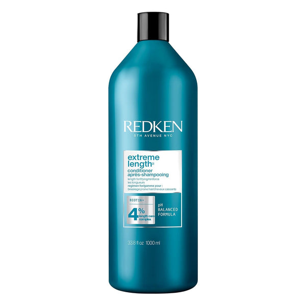 Redken Extreme Length Conditioner For Damaged Hair - Fortifies, Strengthens and Conditions Hair, Infused With Biotin & Castor Oil For Hair Growth, 33.8 Fl Oz