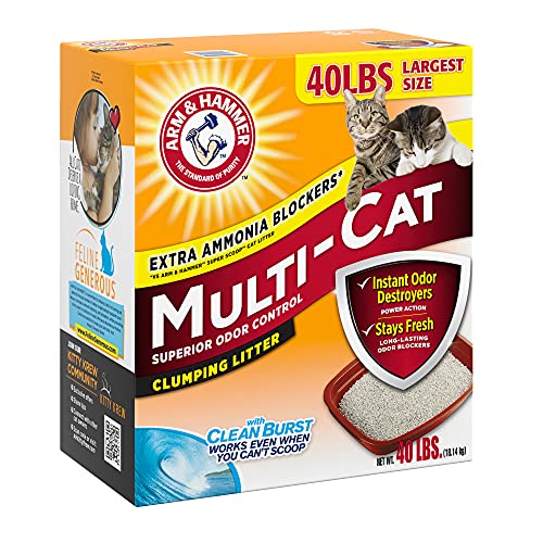 Arm & Hammer Multi-Cat Superior Odor Control with Clean Burst Clumping Cat Litter, 40lb