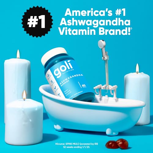 Goli Ashwagandha & Vitamin D Gummy - 60 Count - Mixed Berry, KSM-66, Vegan, Plant Based, Non-GMO, Gluten-Free & Gelatin Free Relax. Restore. Unwind, Pack of 1