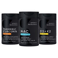 Thumbnail for Sports Research® Vitamin D3 K2 with Coconut Oil, Turmeric Curcumin C3 Complex Softgels with Bioperine Black Pepper Extract & Organic Coconut Oil and N-Acetyl L-Cysteine (NAC) 600mg Veggie Capsules