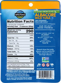 Thumbnail for Wild Planet Albacore Wild Tuna, Sea Salt, Pouch, Keto & Paleo, 3rd Party Mercury Tested, 3 Ounce (Pack of 24)