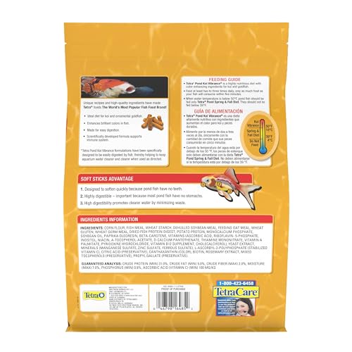 TetraPond Koi Vibrance Soft Sticks, Floating Pond Fish Food for Koi Fish and Ornamental Goldfish, 2.42 Pounds