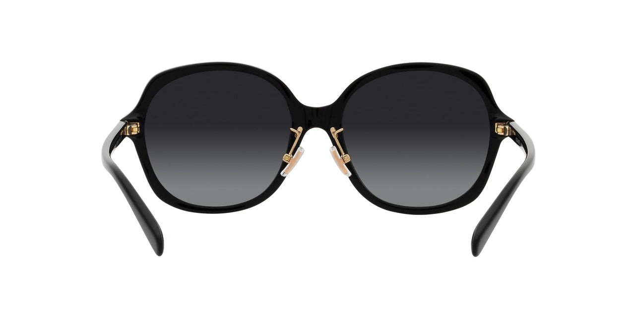 Coach HC8360F Low Bridge Fit Sunglasses, Black/Grey Gradient Polarized, 58 mm