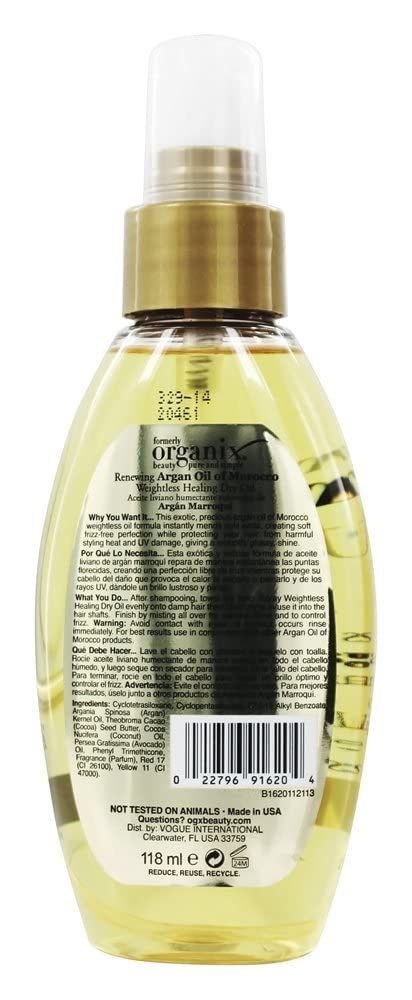 Organix Ogx Moroccan Argan Oil Weightless Dry Oil, 4 oz.